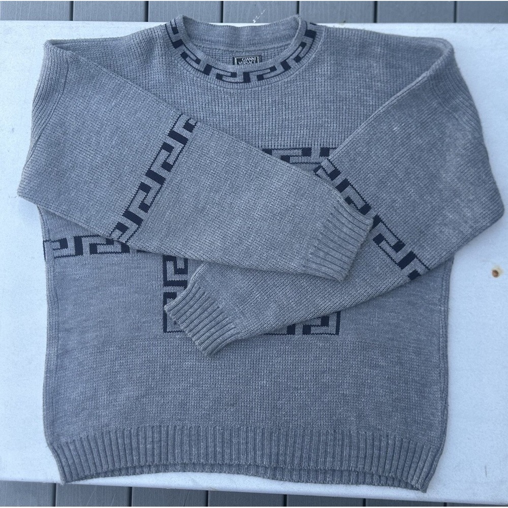 Rare Authentic Vintage Men's Gianni Versace Medusa Face Pattern Sweater Size 3xl